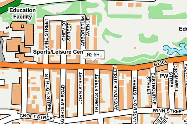 LN2 5HU map - OS OpenMap – Local (Ordnance Survey)