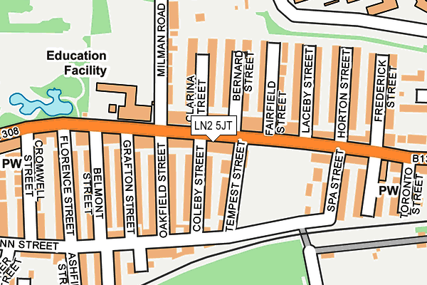 LN2 5JT map - OS OpenMap – Local (Ordnance Survey)