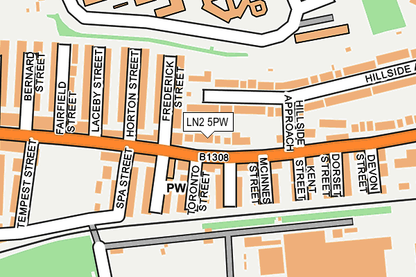 LN2 5PW map - OS OpenMap – Local (Ordnance Survey)