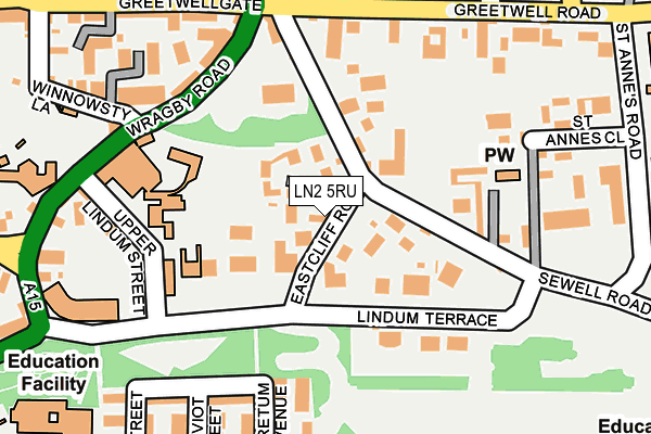 LN2 5RU map - OS OpenMap – Local (Ordnance Survey)