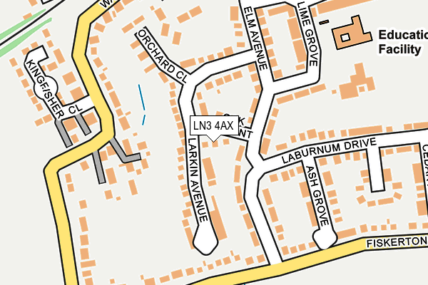 LN3 4AX map - OS OpenMap – Local (Ordnance Survey)