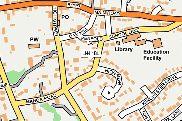 LN4 1BL map - OS OpenMap – Local (Ordnance Survey)