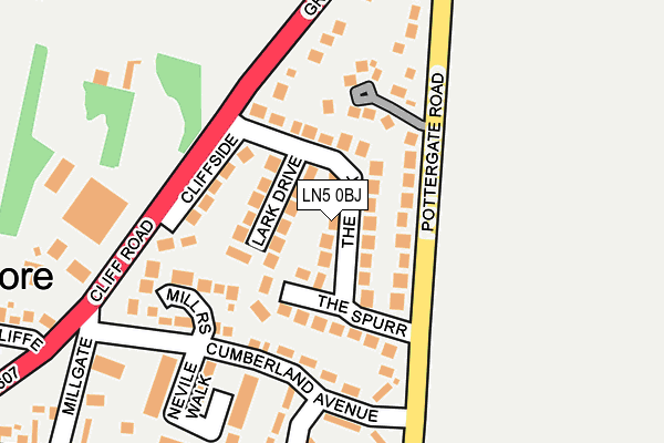 LN5 0BJ map - OS OpenMap – Local (Ordnance Survey)