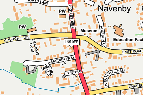 LN5 0EE map - OS OpenMap – Local (Ordnance Survey)