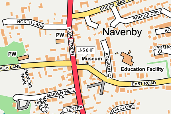 LN5 0HF map - OS OpenMap – Local (Ordnance Survey)