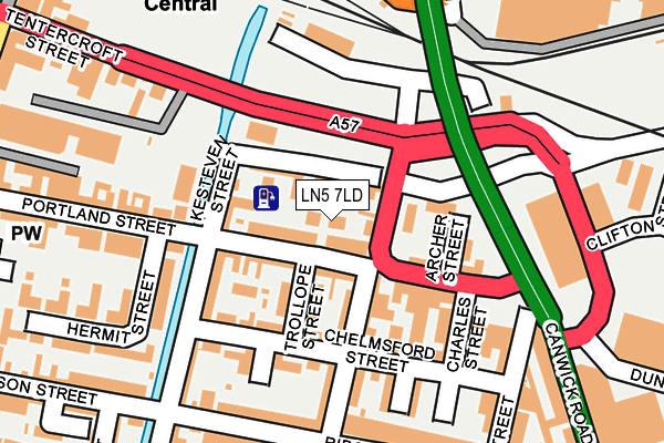 LN5 7LD map - OS OpenMap – Local (Ordnance Survey)