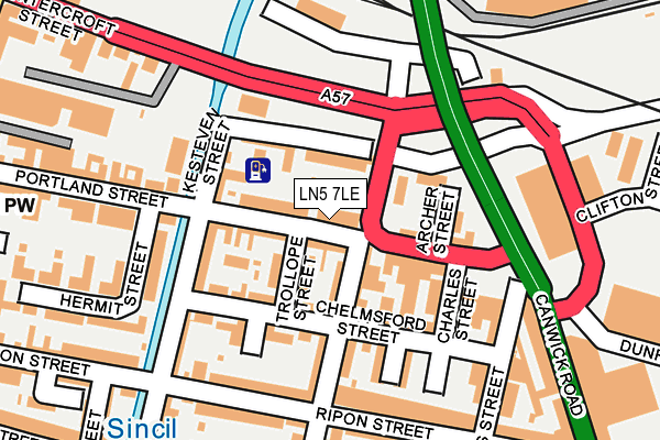 LN5 7LE map - OS OpenMap – Local (Ordnance Survey)