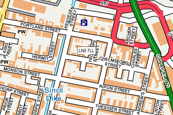 LN5 7LL map - OS OpenMap – Local (Ordnance Survey)