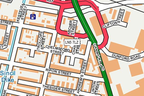 LN5 7LZ map - OS OpenMap – Local (Ordnance Survey)