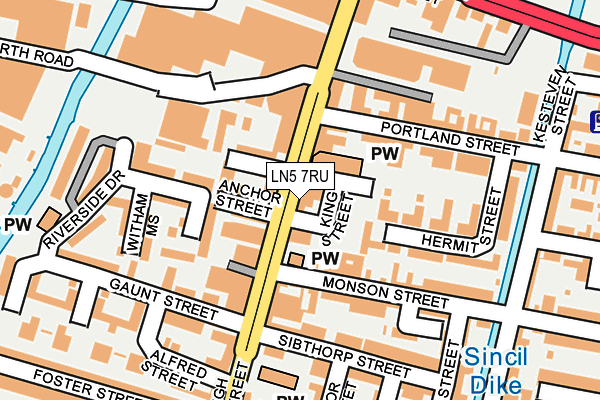 LN5 7RU map - OS OpenMap – Local (Ordnance Survey)