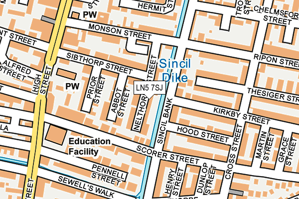 LN5 7SJ map - OS OpenMap – Local (Ordnance Survey)