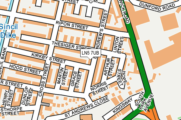 LN5 7UB map - OS OpenMap – Local (Ordnance Survey)