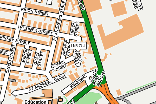 LN5 7UJ map - OS OpenMap – Local (Ordnance Survey)