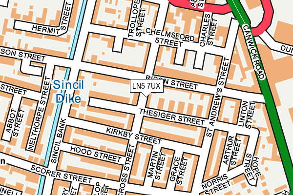 LN5 7UX map - OS OpenMap – Local (Ordnance Survey)