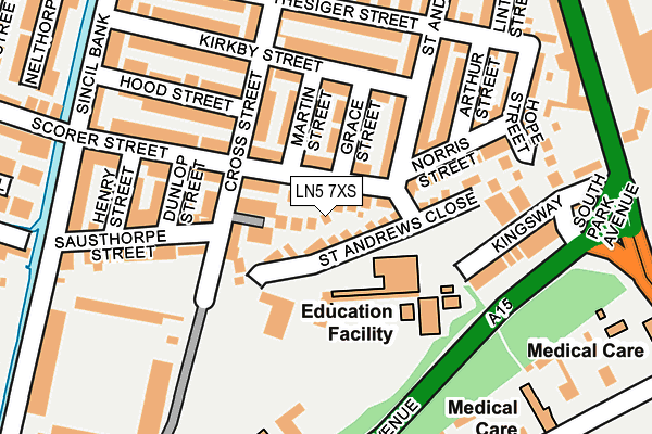 LN5 7XS map - OS OpenMap – Local (Ordnance Survey)