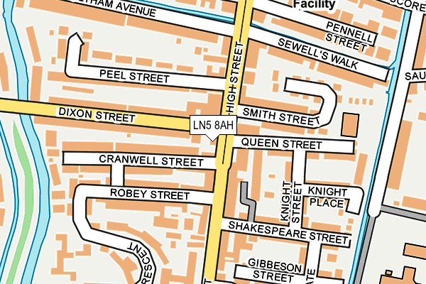 LN5 8AH map - OS OpenMap – Local (Ordnance Survey)