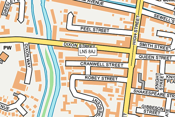 LN5 8AJ map - OS OpenMap – Local (Ordnance Survey)