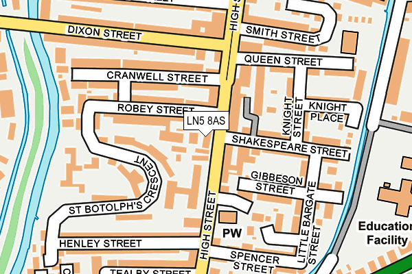 LN5 8AS map - OS OpenMap – Local (Ordnance Survey)