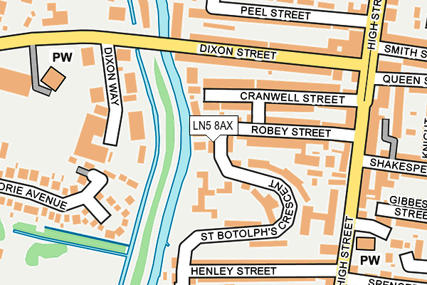 LN5 8AX map - OS OpenMap – Local (Ordnance Survey)