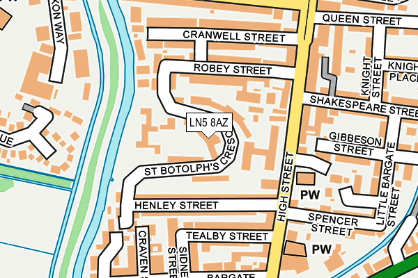 LN5 8AZ map - OS OpenMap – Local (Ordnance Survey)