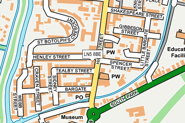 LN5 8BE map - OS OpenMap – Local (Ordnance Survey)