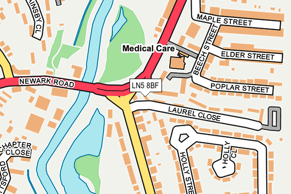 LN5 8BF map - OS OpenMap – Local (Ordnance Survey)