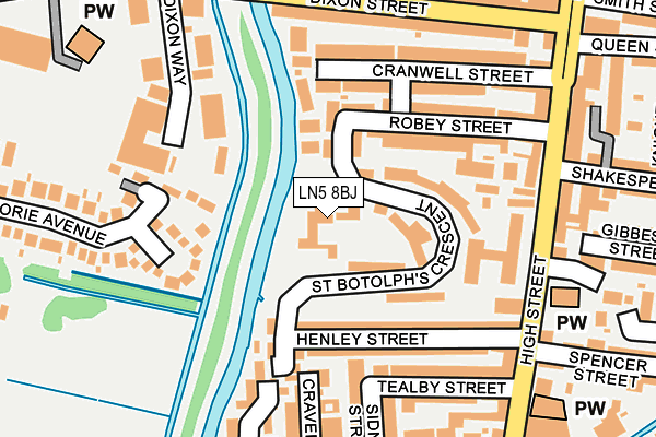 LN5 8BJ map - OS OpenMap – Local (Ordnance Survey)