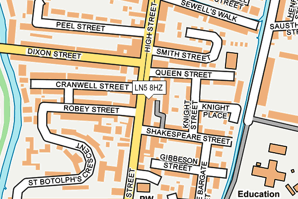 LN5 8HZ map - OS OpenMap – Local (Ordnance Survey)