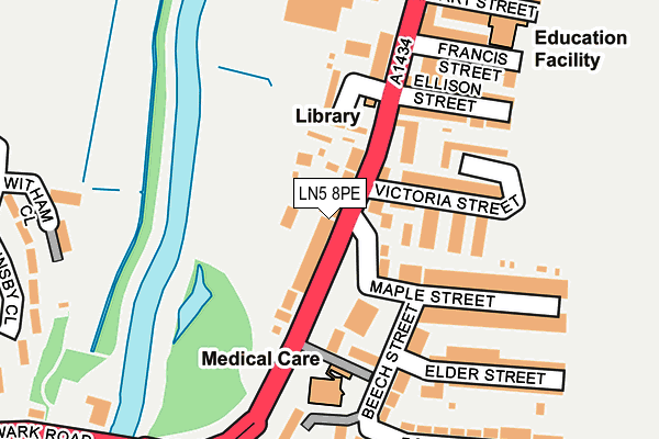 LN5 8PE map - OS OpenMap – Local (Ordnance Survey)