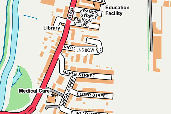 LN5 8QW map - OS OpenMap – Local (Ordnance Survey)