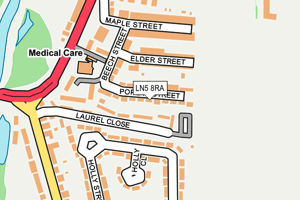LN5 8RA map - OS OpenMap – Local (Ordnance Survey)