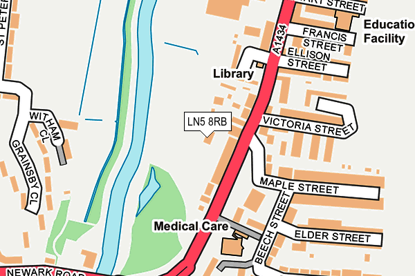 LN5 8RB map - OS OpenMap – Local (Ordnance Survey)