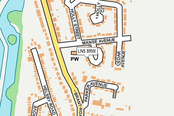 LN5 8RW map - OS OpenMap – Local (Ordnance Survey)