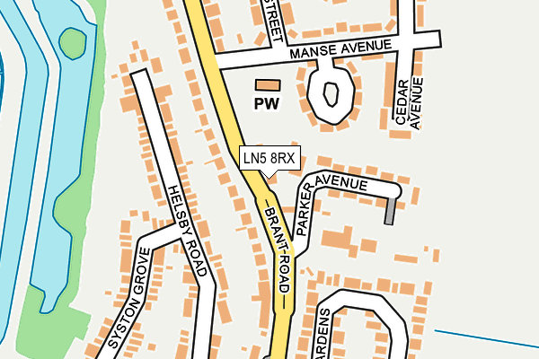 LN5 8RX map - OS OpenMap – Local (Ordnance Survey)