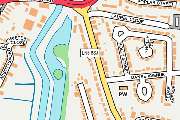 LN5 8SJ map - OS OpenMap – Local (Ordnance Survey)