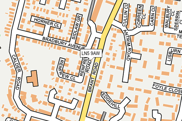 LN5 9AW map - OS OpenMap – Local (Ordnance Survey)