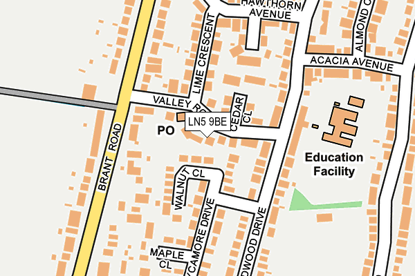 LN5 9BE map - OS OpenMap – Local (Ordnance Survey)
