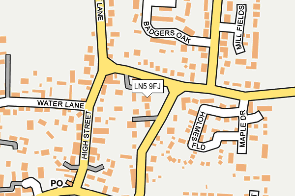 LN5 9FJ map - OS OpenMap – Local (Ordnance Survey)