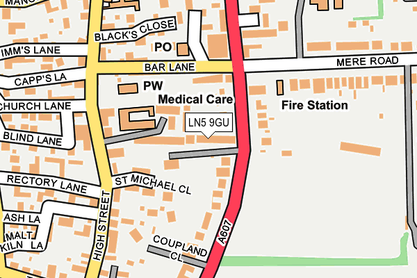 LN5 9GU map - OS OpenMap – Local (Ordnance Survey)