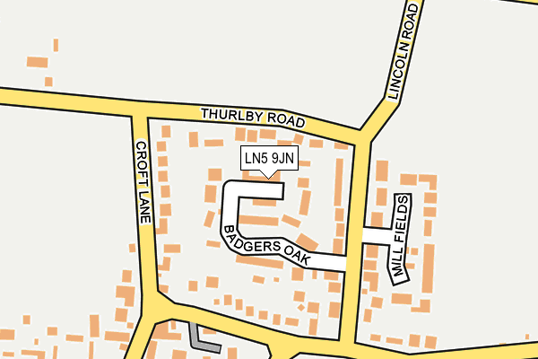 LN5 9JN map - OS OpenMap – Local (Ordnance Survey)