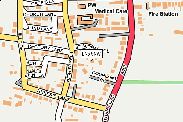 LN5 9NW map - OS OpenMap – Local (Ordnance Survey)