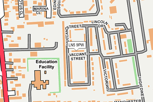 LN5 9PW map - OS OpenMap – Local (Ordnance Survey)