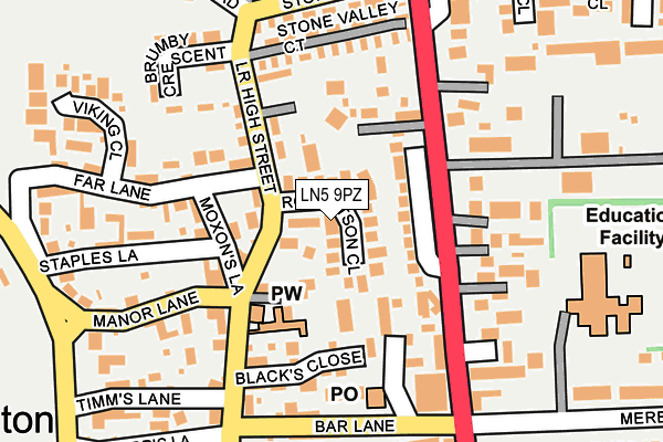 LN5 9PZ map - OS OpenMap – Local (Ordnance Survey)