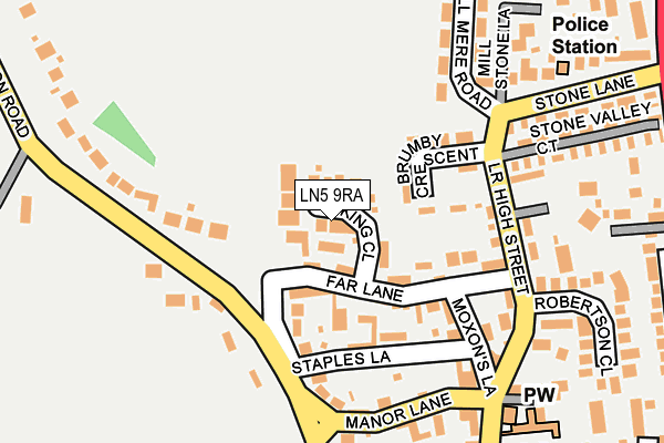 LN5 9RA map - OS OpenMap – Local (Ordnance Survey)
