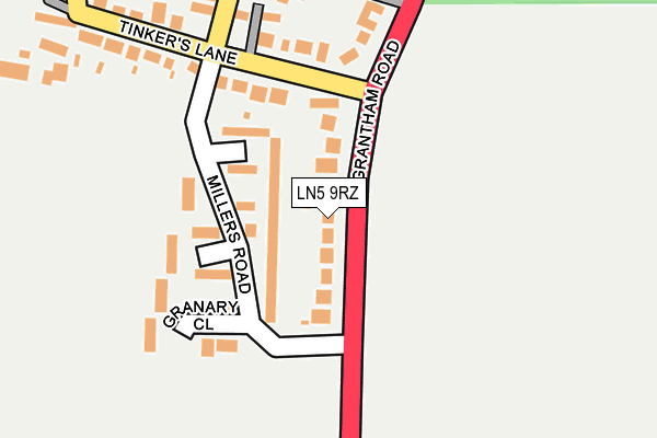LN5 9RZ map - OS OpenMap – Local (Ordnance Survey)