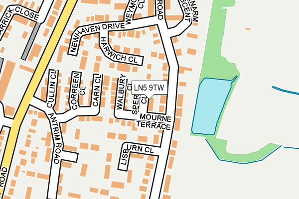 LN5 9TW map - OS OpenMap – Local (Ordnance Survey)