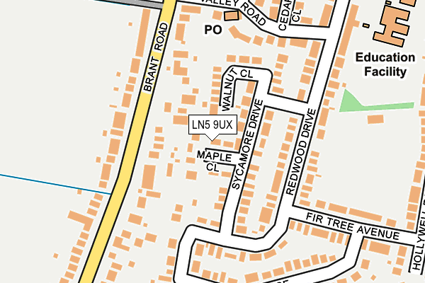 LN5 9UX map - OS OpenMap – Local (Ordnance Survey)