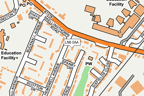 LN6 0AA map - OS OpenMap – Local (Ordnance Survey)