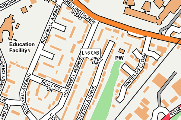 LN6 0AB map - OS OpenMap – Local (Ordnance Survey)