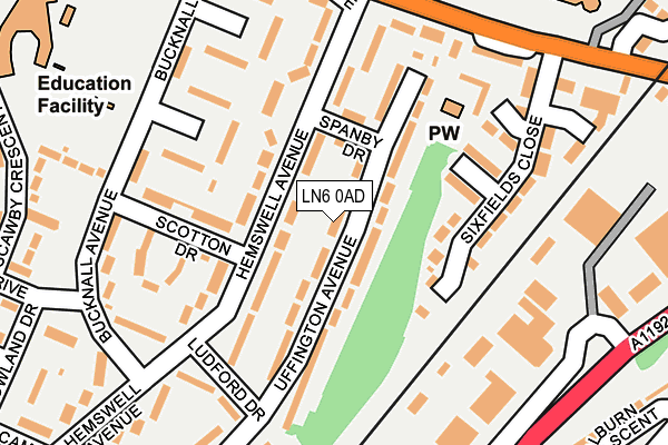 LN6 0AD map - OS OpenMap – Local (Ordnance Survey)